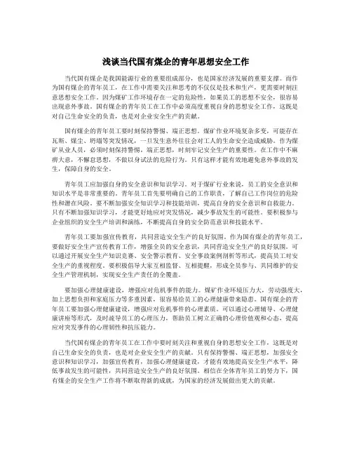 浅谈当代国有煤企的青年思想安全工作