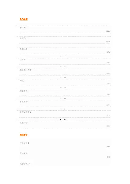 网络游戏排行榜 - 网络游戏排行榜