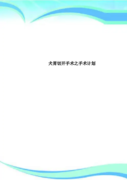 犬胃切开手术之手术计划