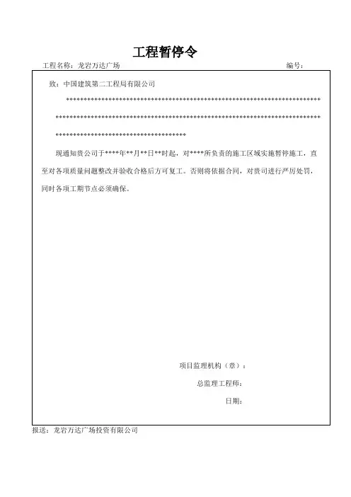 停工令范本(可打印修改)