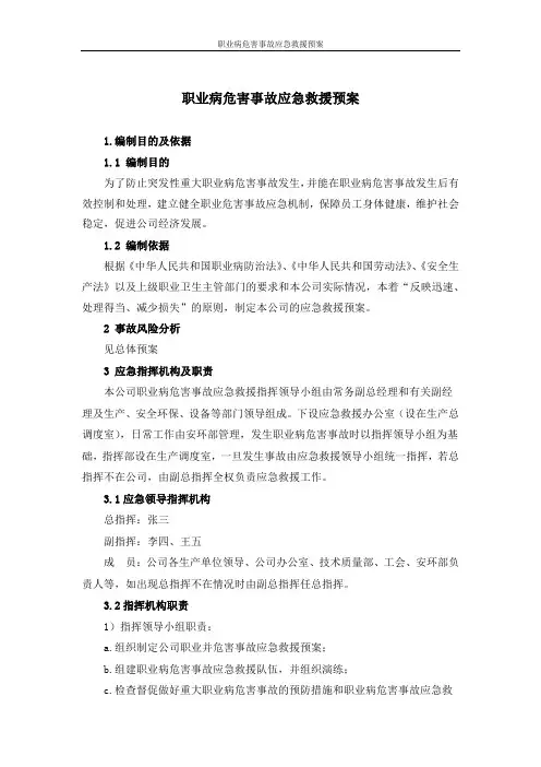 职业病危害事故应急救援预案