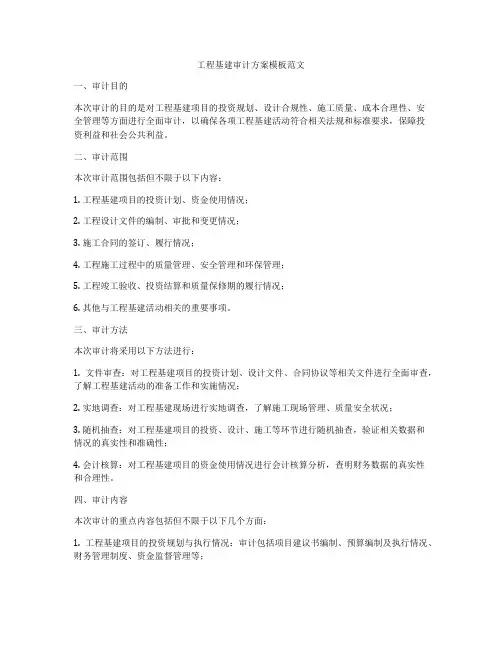 工程基建审计方案模板范文