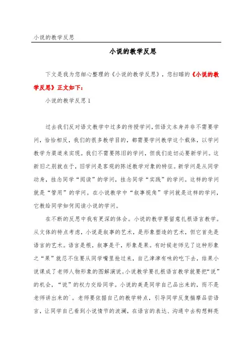 小说的教学反思