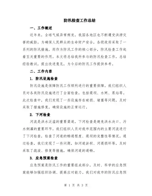 防汛检查工作总结