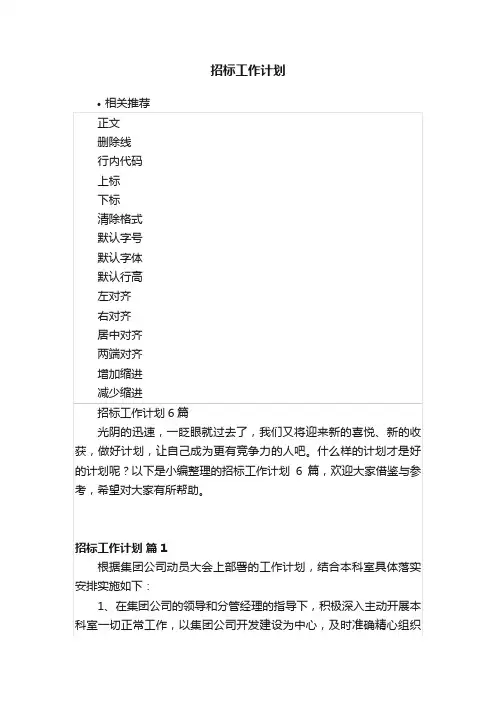 招标工作计划