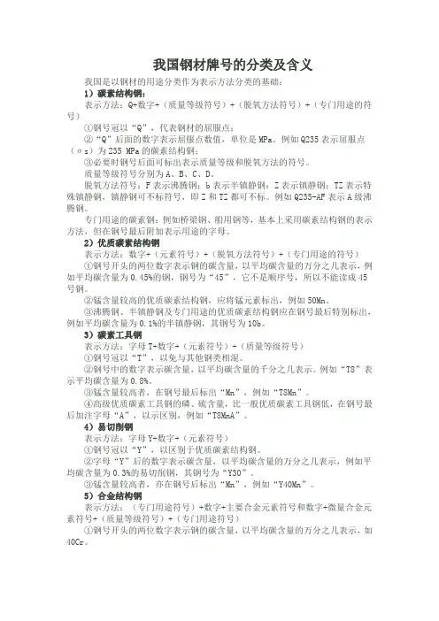 我国钢材牌号的分类及含义