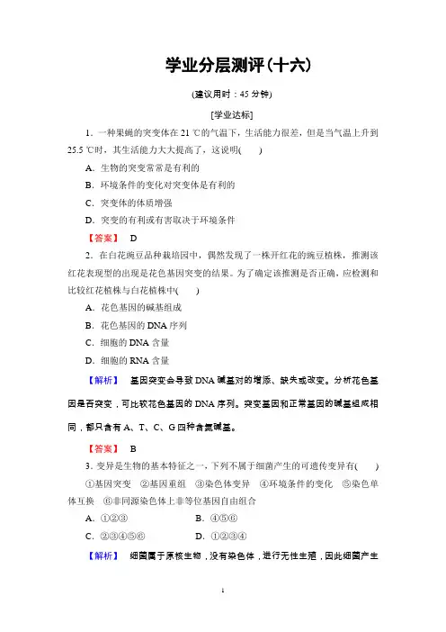 中图版必修二 3.2.3 基因与性状 作业