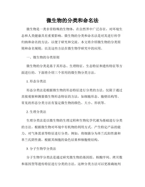微生物的分类和命名法