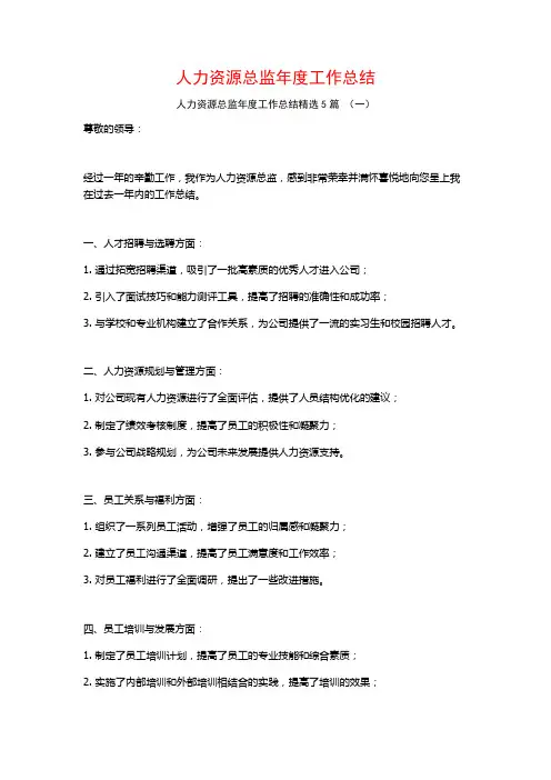 人力资源总监年度工作总结5篇