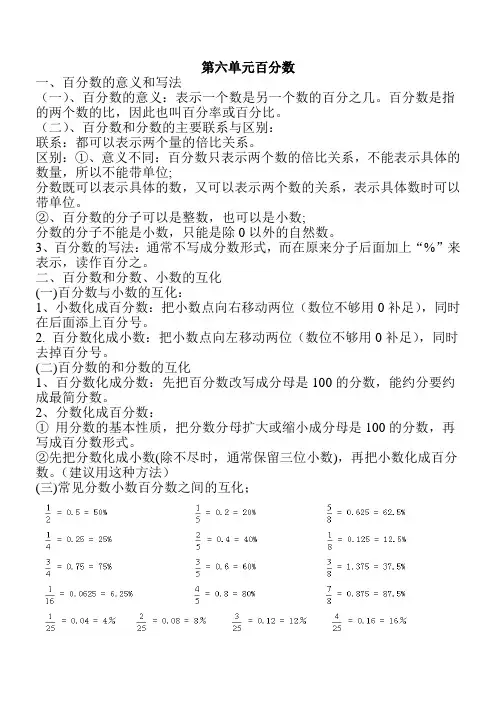 (完整版)百分数知识点归纳