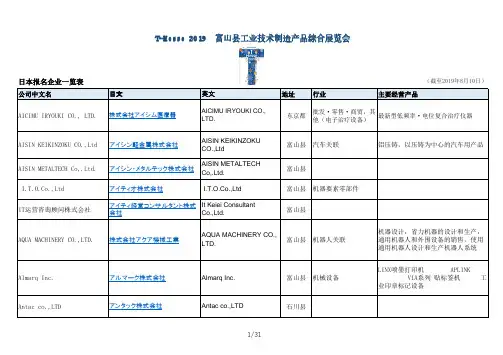 日本企业一览表PDF