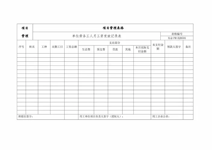 工资表、花名册、考勤表