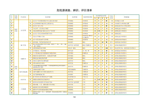 地铁施工危险源调查、辨识、评价清单(全)