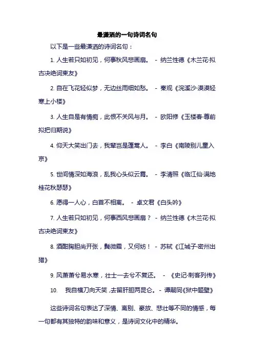 最潇洒的一句诗词名句
