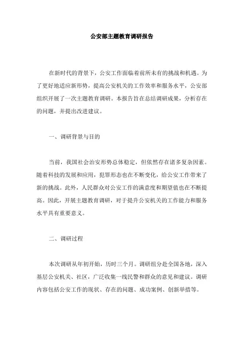 公安部主题教育调研报告