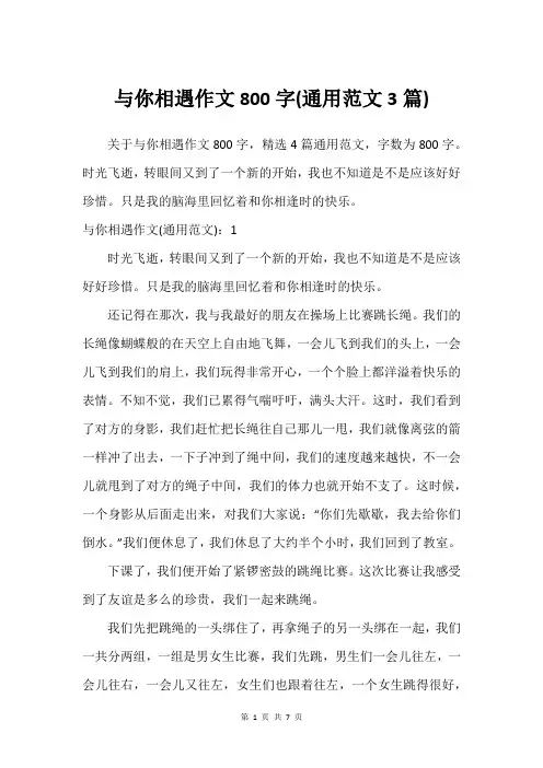与你相遇作文800字(通用范文3篇)