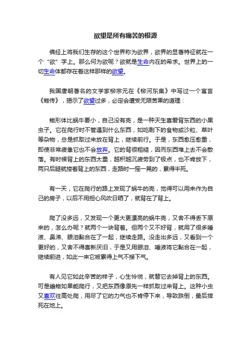 欲望是所有痛苦的根源