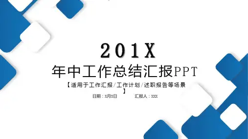 蓝色简约商务风年中工作总结报告PPT模板