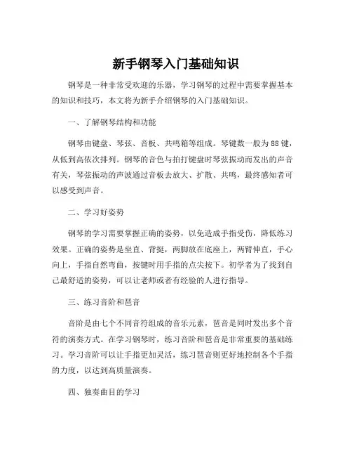 新手钢琴入门基础知识