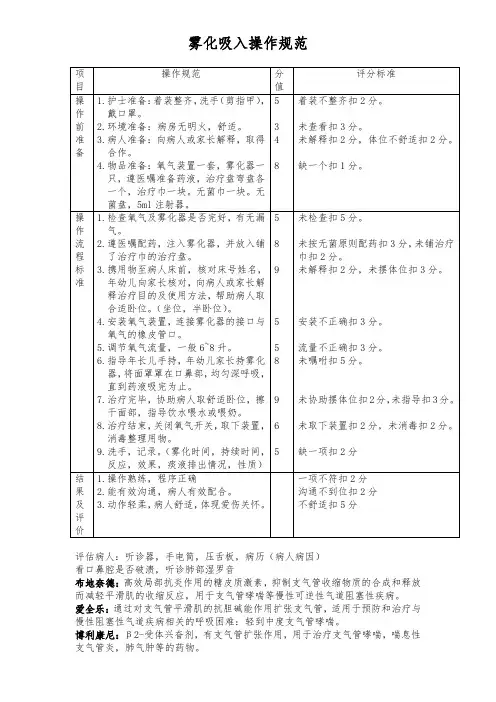 雾化吸入操作规范