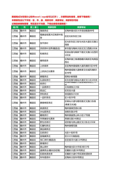 新版江西省赣州市赣县区茶庄工商企业公司名录名单黄页大全70家
