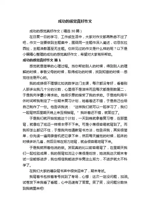成功的感觉真好作文（精选30篇）