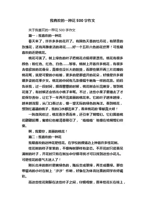 我喜欢的一种花500字作文