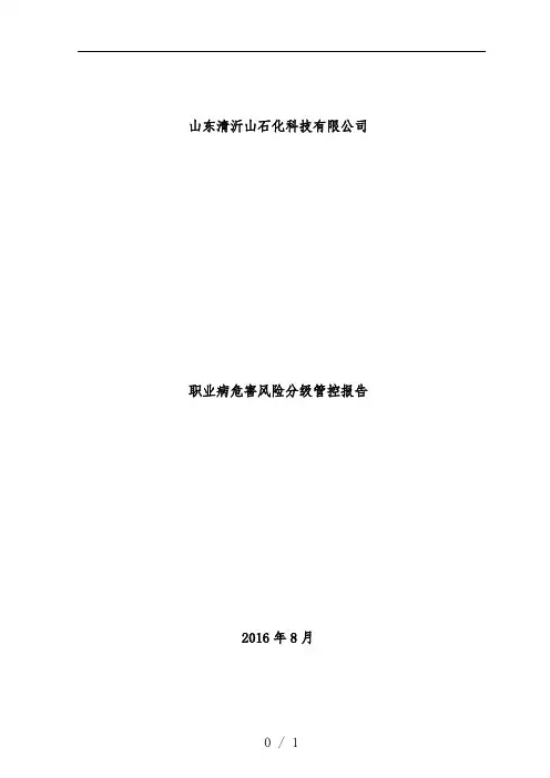 石化科技有限公司职业病危害风险分级管控分析报告