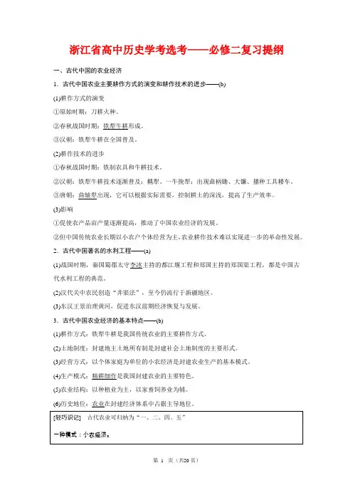 浙江省高中历史学考选考复习——必修二知识点提纲