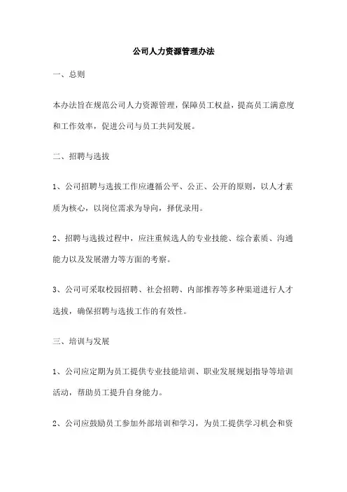 公司人力资源管理办法