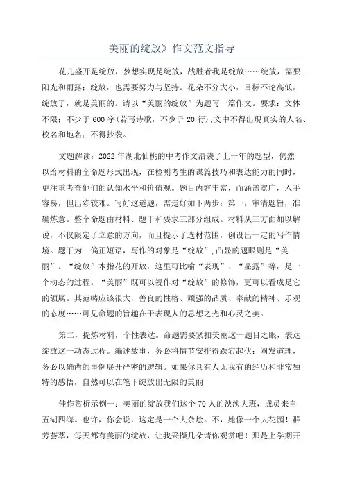 美丽的绽放》作文范文指导