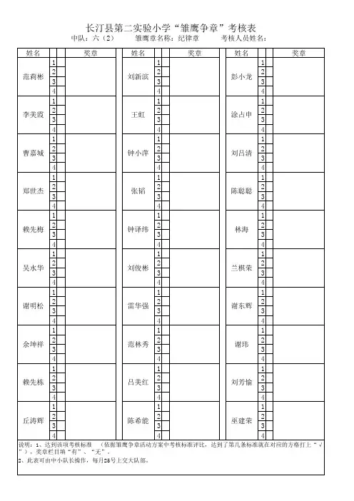 雏鹰争章考核表