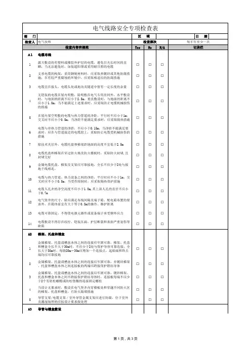 5-1 电气线路安全专项检查表