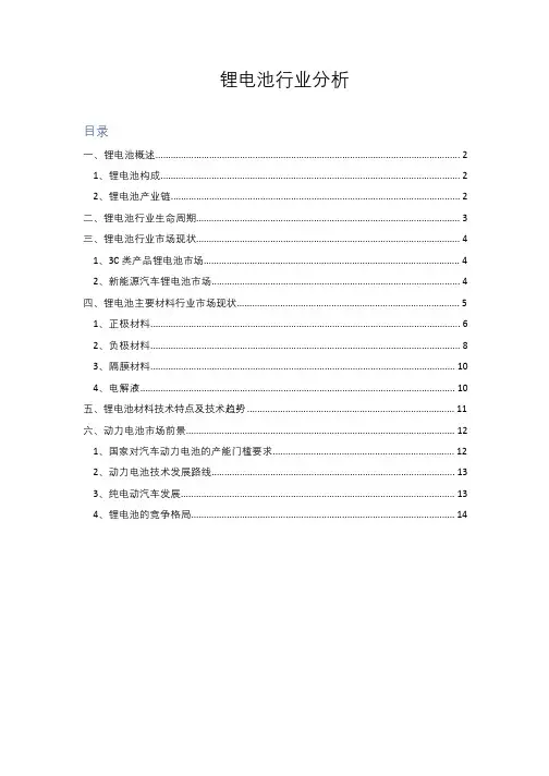 锂电池行业分析研究报告