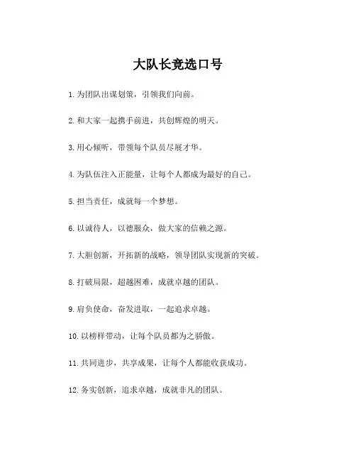 大队长竞选口号