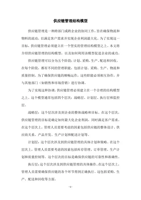 供应链管理结构模型