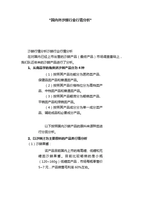 国内外沙棘行业行情分析
