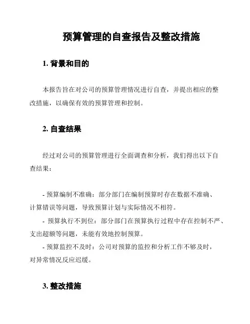 预算管理的自查报告及整改措施