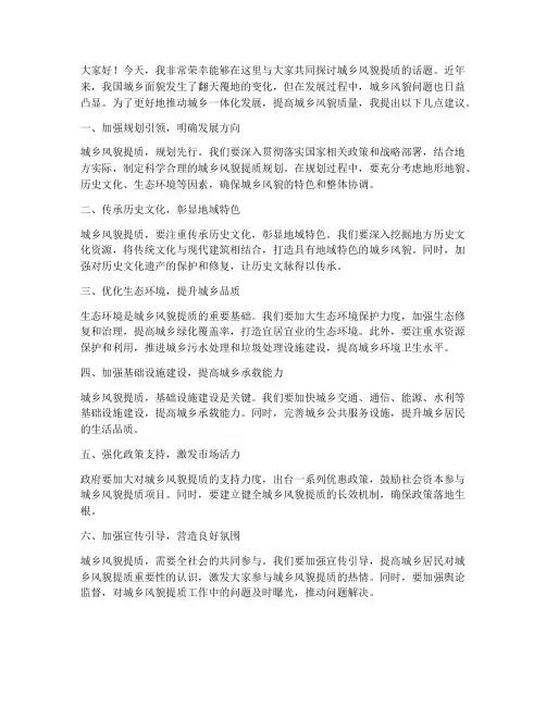 城乡风貌提质发言稿范文