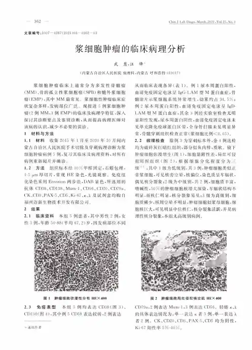 浆细胞肿瘤的临床病理分析