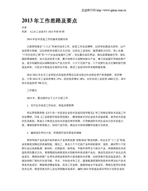 2013年工作思路及要点