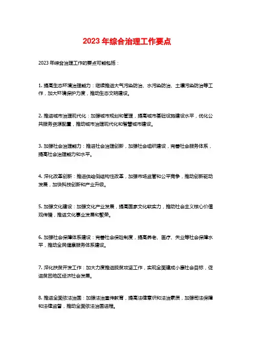 2023年综合治理工作要点