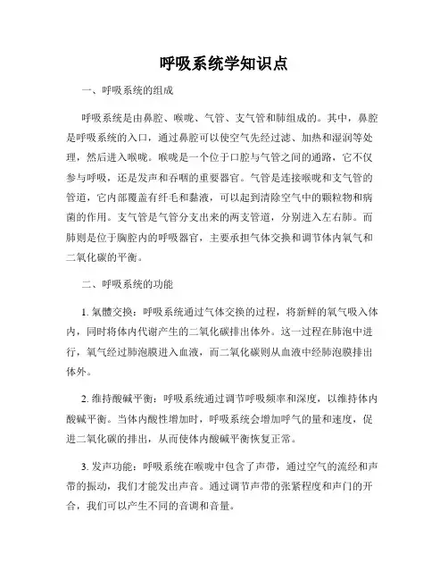 呼吸系统学知识点