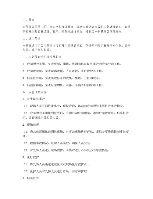 缺氧应急预案流程