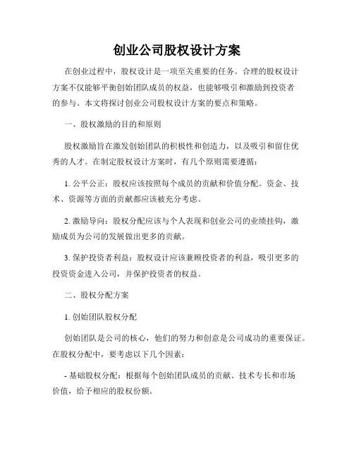 创业公司股权设计方案