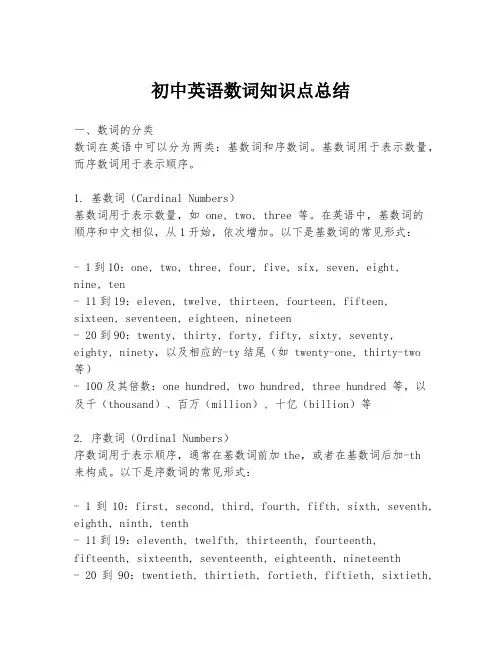 初中英语数词知识点总结
