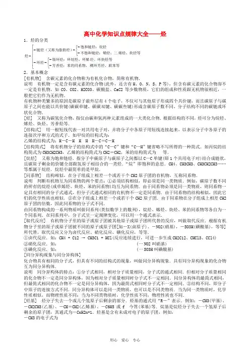 高三化学知识点规律大全—《烃》打印