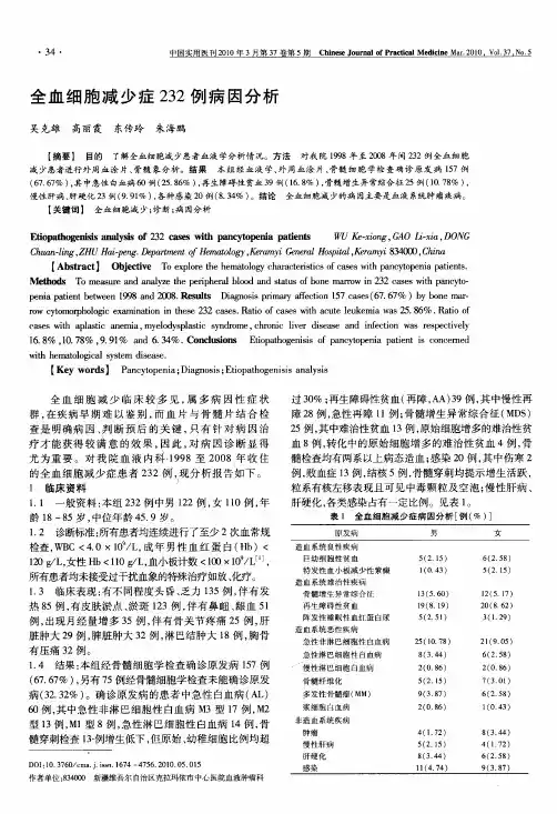 全血细胞减少症232例病因分析
