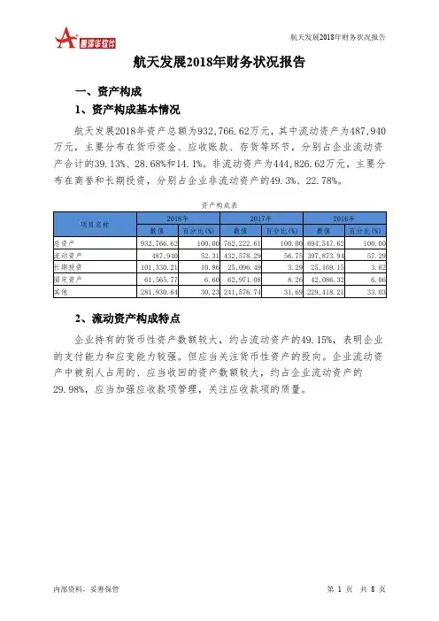 航天发展2018年财务状况报告-智泽华
