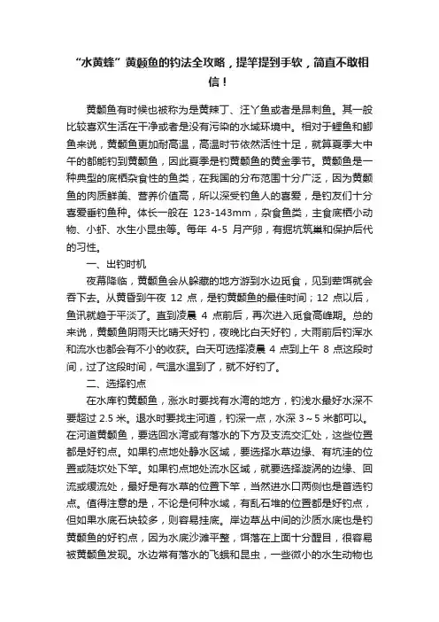 “水黄蜂”黄颡鱼的钓法全攻略，提竿提到手软，简直不敢相信！